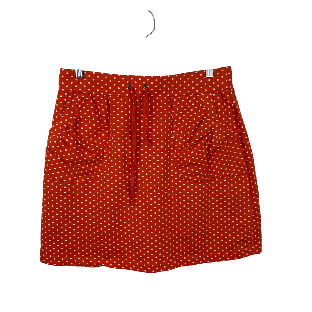 Susan Graver Womens Orange Polka Dot Skort Size S Drawstring Pockets